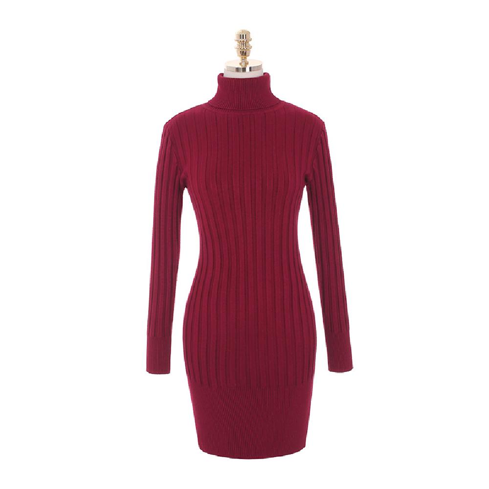 op4071 Turtleneck Corrugated Knit Dress