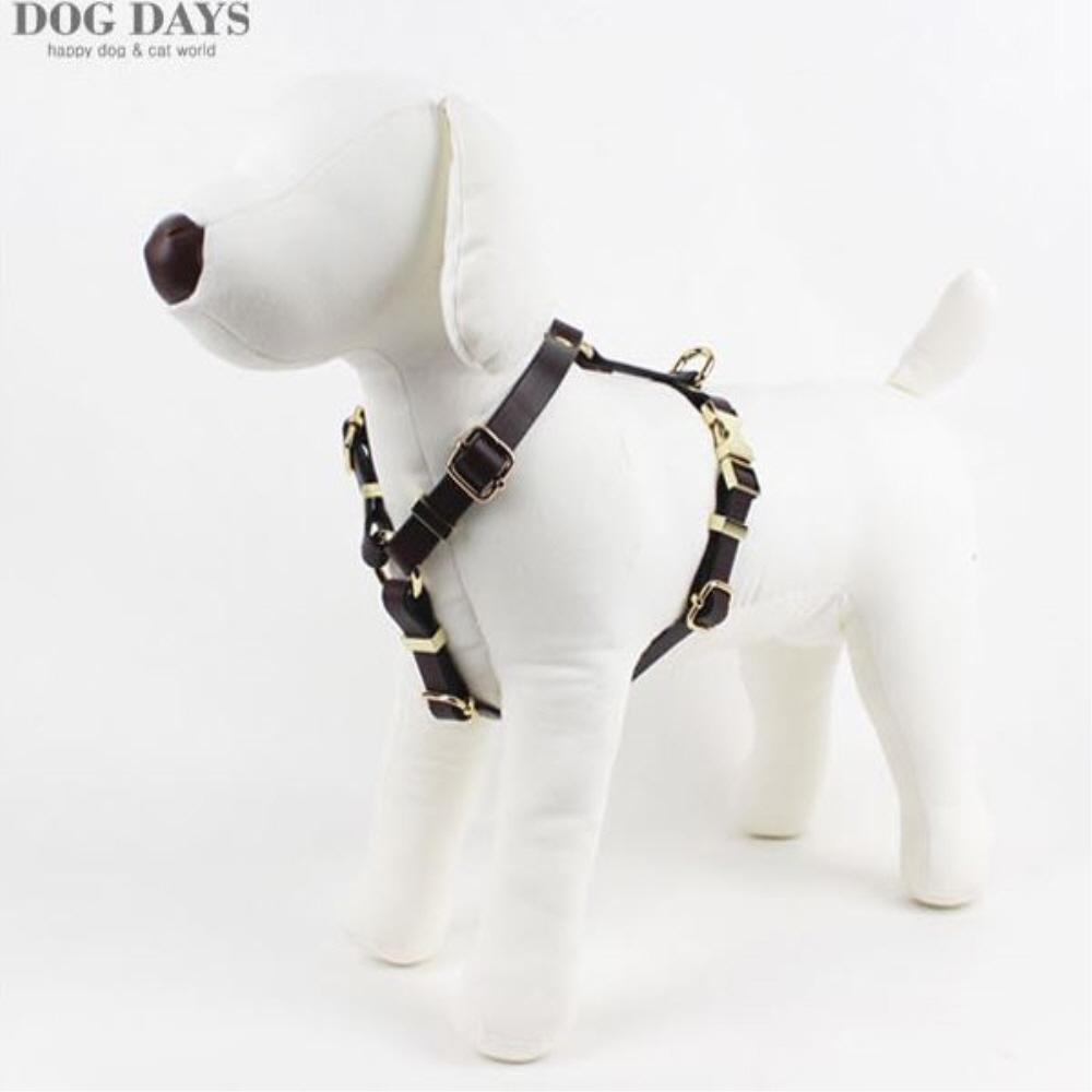 Retro leather gold harness(Dark brown)