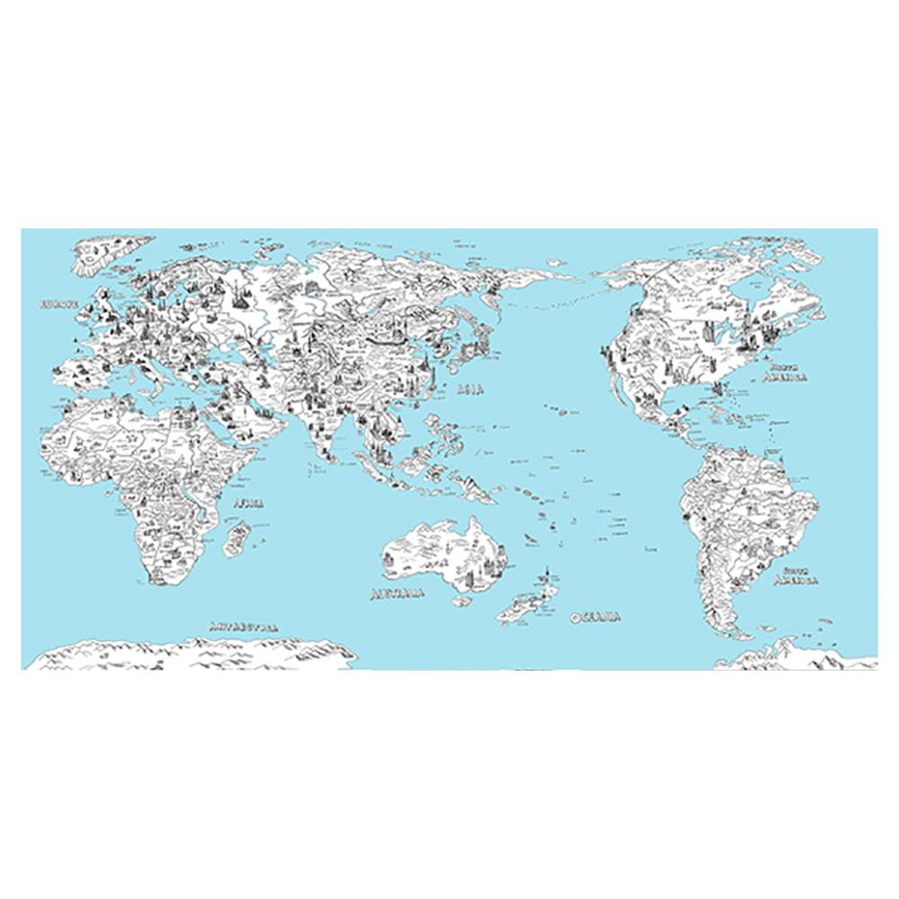 Dream Sky D-MAP Decorative Coloring Painting DIY Paper World Map - Ocean BLUE