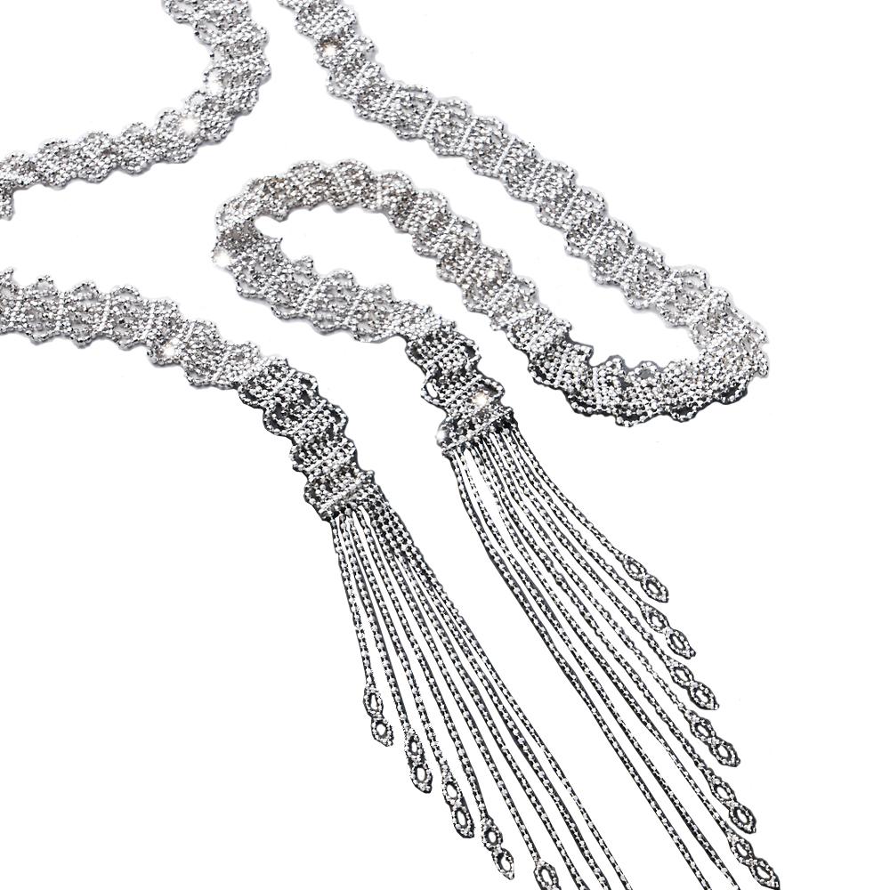 Silver embroidery crafted Scarf Necklaces : K333
