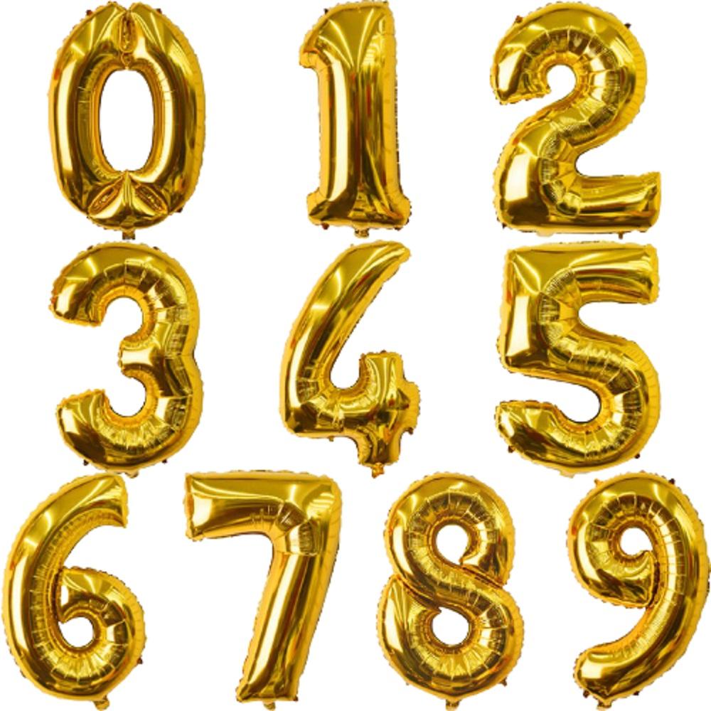 Balloon for an event and a birthday shaped numbers (gold)