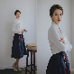 detail image5 Korean traditional skirt with rambling rose(navy)
