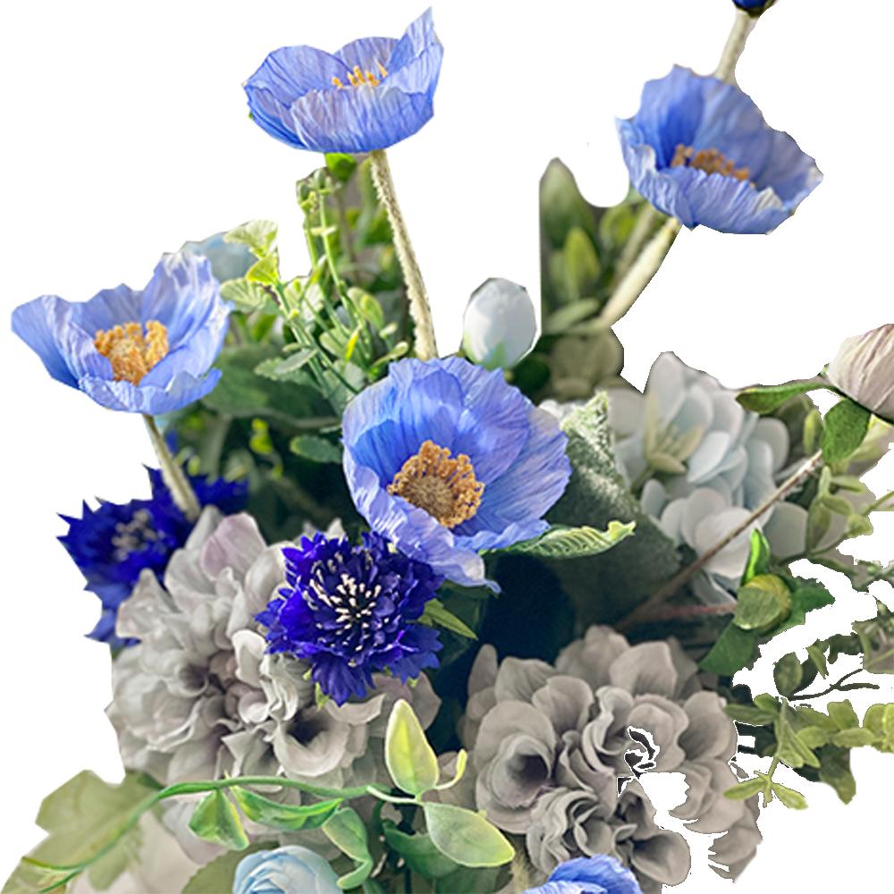 Artificial Poppy Bouquet  (Rain Blue)