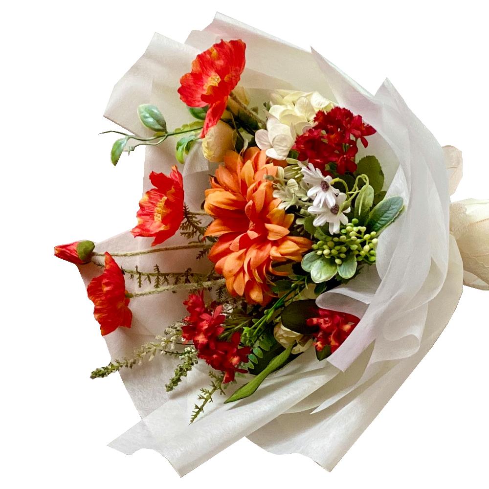 Artificial Poppy Bouquet  (Coral Sunset)