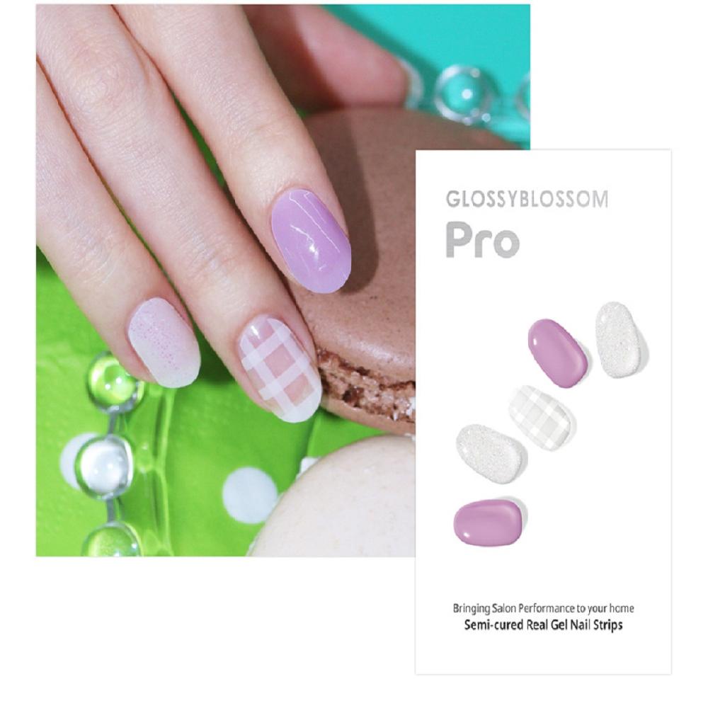 Semi-curing Gel Nail Sticker - Lavender Check