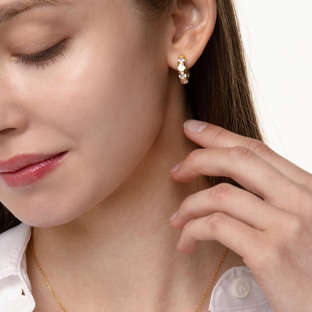 Round Volume White Earrings ( S925 )