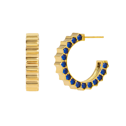 Solar Circle Sapphire Earrings ( S925 )