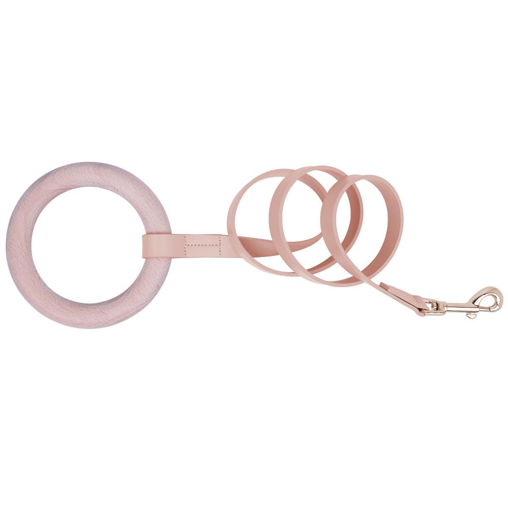 Cute_Microfiber Leather Leash with Wood Handle