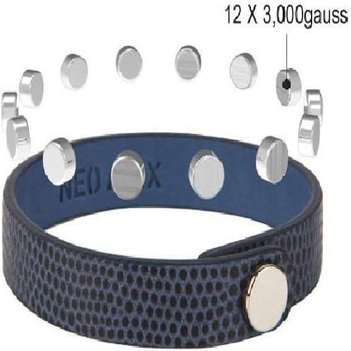 NEOMAX-12 Embedded Leather Magnet Bracelet (Various Size & Colors) 19cm(Medium),White
