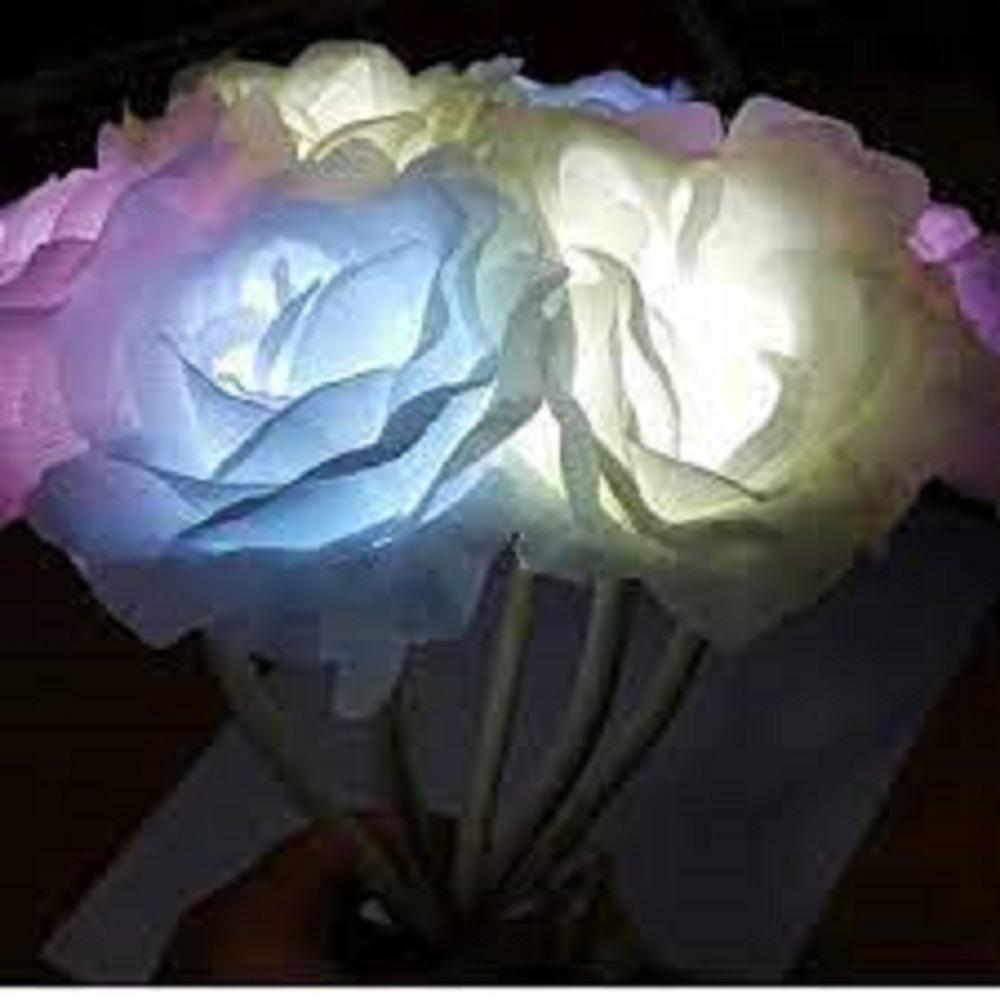 DAEWANG King Solar Panel LED Flower Rose Set of 10 Light Lamp Battery Interior Home Decoration, Pres