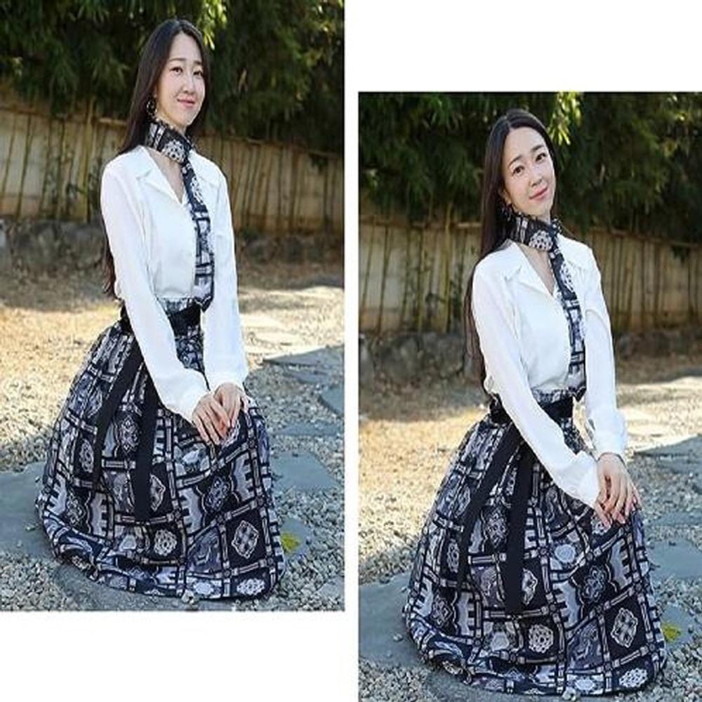 LEESLE Korean Traditional Hanbok HairBand Daenggi Scarf Hair Ribbon Accessroy(47.24in x 2.36in) (BLA
