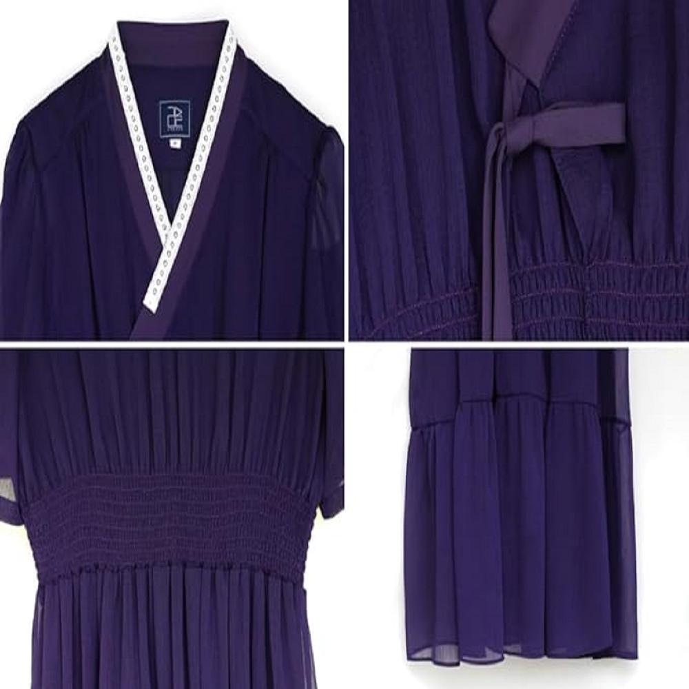 LEESLE Ylang Summer Chiffon Short Sleeves Women Hanbok Long Dress