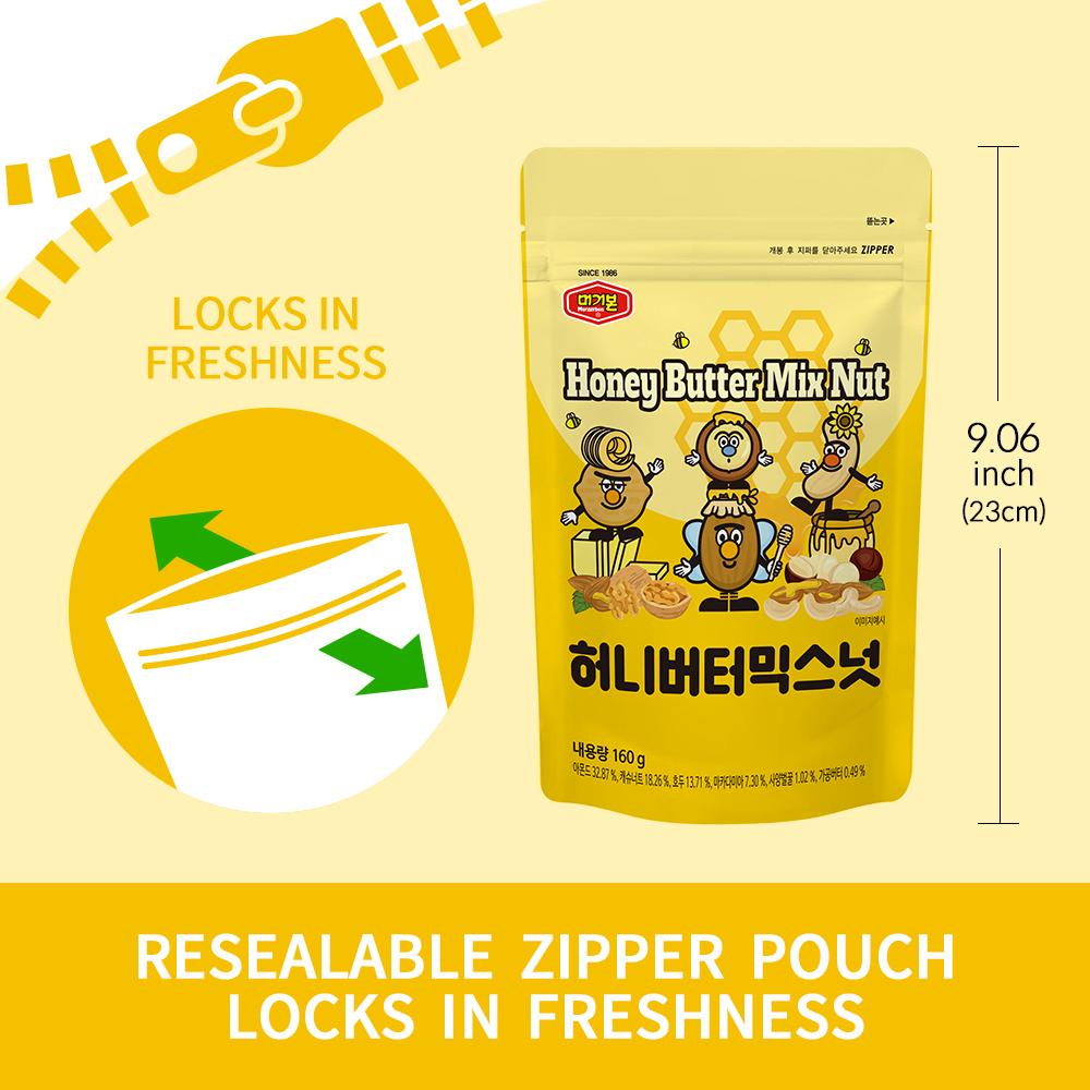 Honey Butter Mixed Nuts ,Korean Snacks, Healthy Snacks, Office, School, Work, 160g