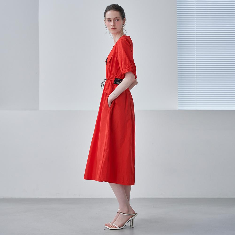 Casual Pocket Zip-Up Open Dress